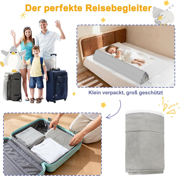 Rausfallschutz Aufblasbar Bett Reise: 2er Set Aufblasbarer Rausfallschutz für Kinder mit INTEGRIERTE