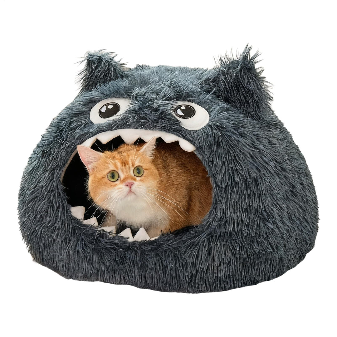 Abgedecktes Katzenbett, Hausförmiges Design Mit Offenem Eingang, Waschbares Katzenhaus Bett Mit Kiss