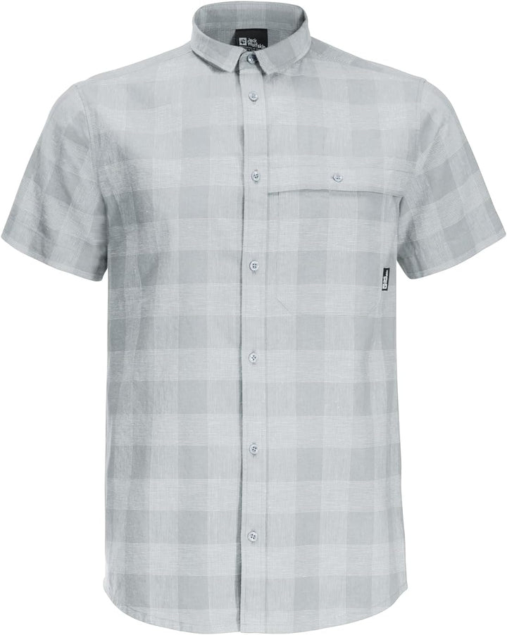 Jack Wolfskin Herren Highlands M Shirt Shortsleeve M Soft Blue Check, M Soft Blue Check