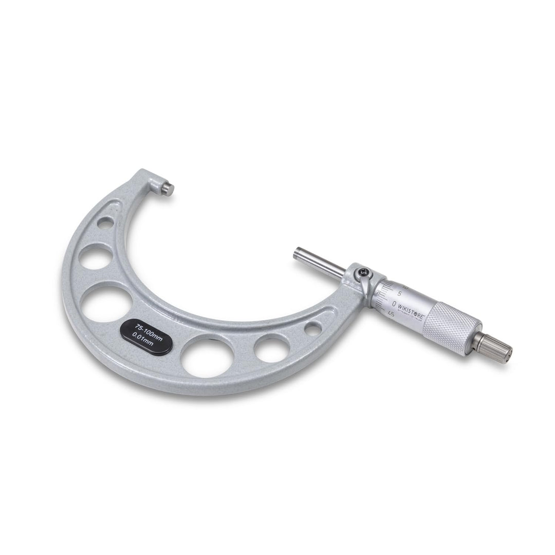 WIKISTORE PROFESSIONELLER MIKROMETER 75-100 mm, Zentesimalmikrometer, Industrielle Präzision mit Alu