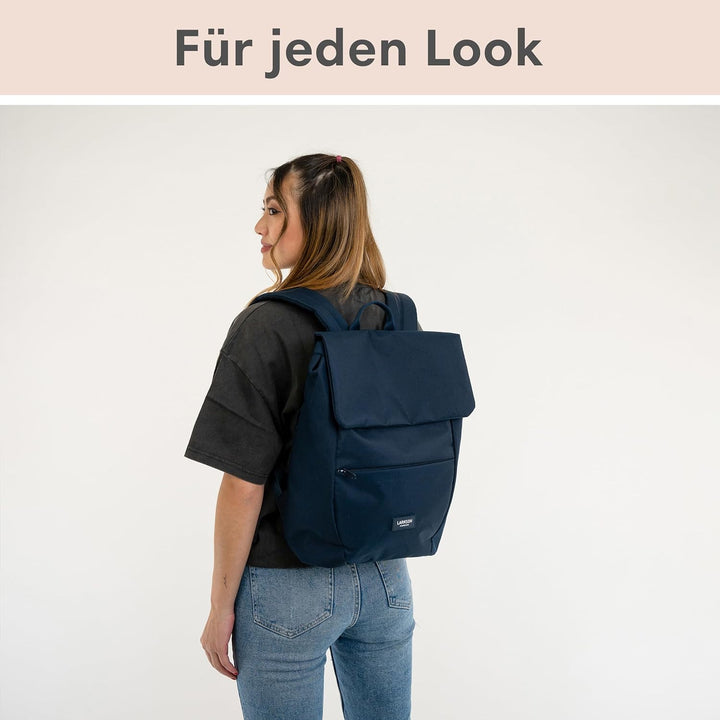 LARKSON Rucksack Damen Klein Blau - Ronja - Moderner Tagesrucksack mit Laptopfach für Uni Business C