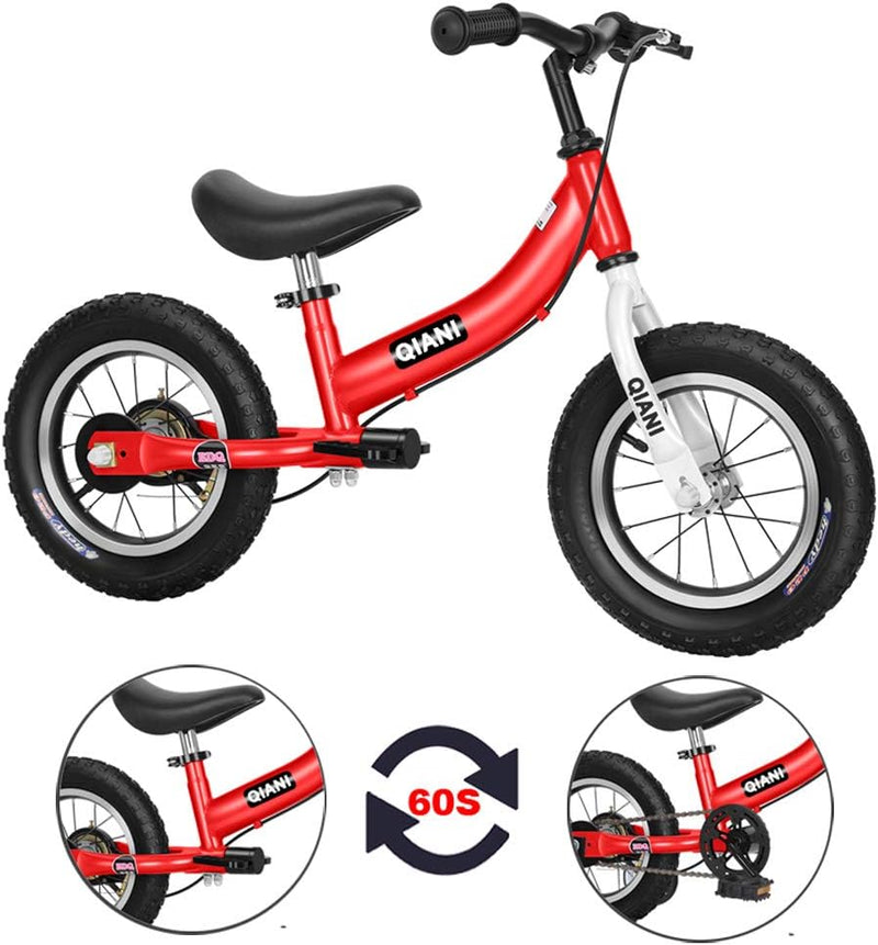 Qiani Laufrad 2 in 1 für Kinder ab 2 3 4 5 6 7 Jahre,Kinderlaufrad mit Bremse,Stützräder,Pedalen,Luf
