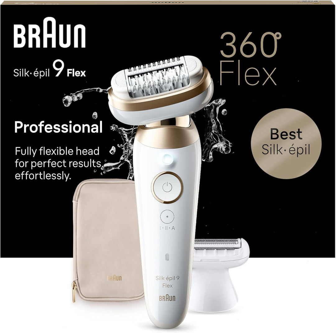 Braun Silk-épil 9 Flex, Epilierer mit flexiblem 360 Kopf für eine einfache Haarentfernung, Wet&Dry,