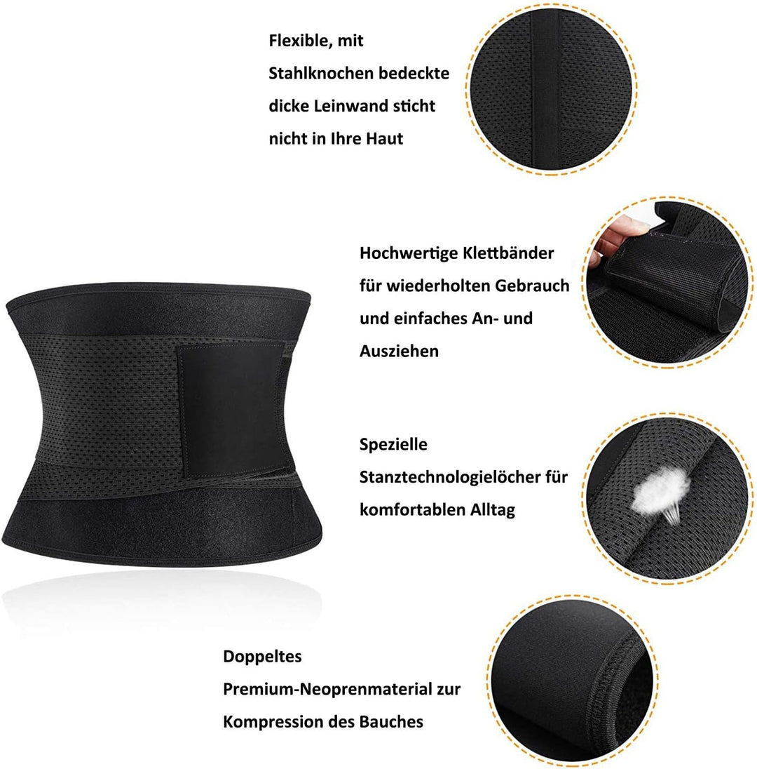 Gotoly Damen Bauchweggürtel Fitness Schwitzgürtel Sport Fitnessgürtel Verstellbarer Neopren Sauna Ge