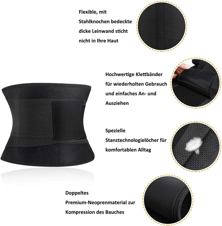 Gotoly Damen Bauchweggürtel Fitness Schwitzgürtel Sport Fitnessgürtel Verstellbarer Neopren Sauna Ge