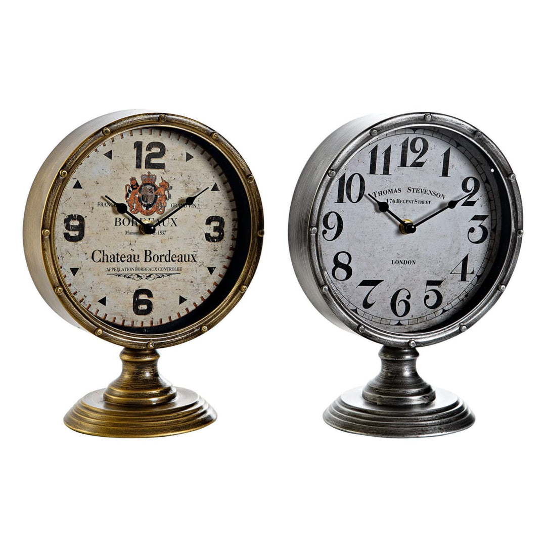 DKD Home Decor Tischuhr der Marke, goldfarben und silberfarben, aus Metall und Glas (20,5 x 13,5 x 2