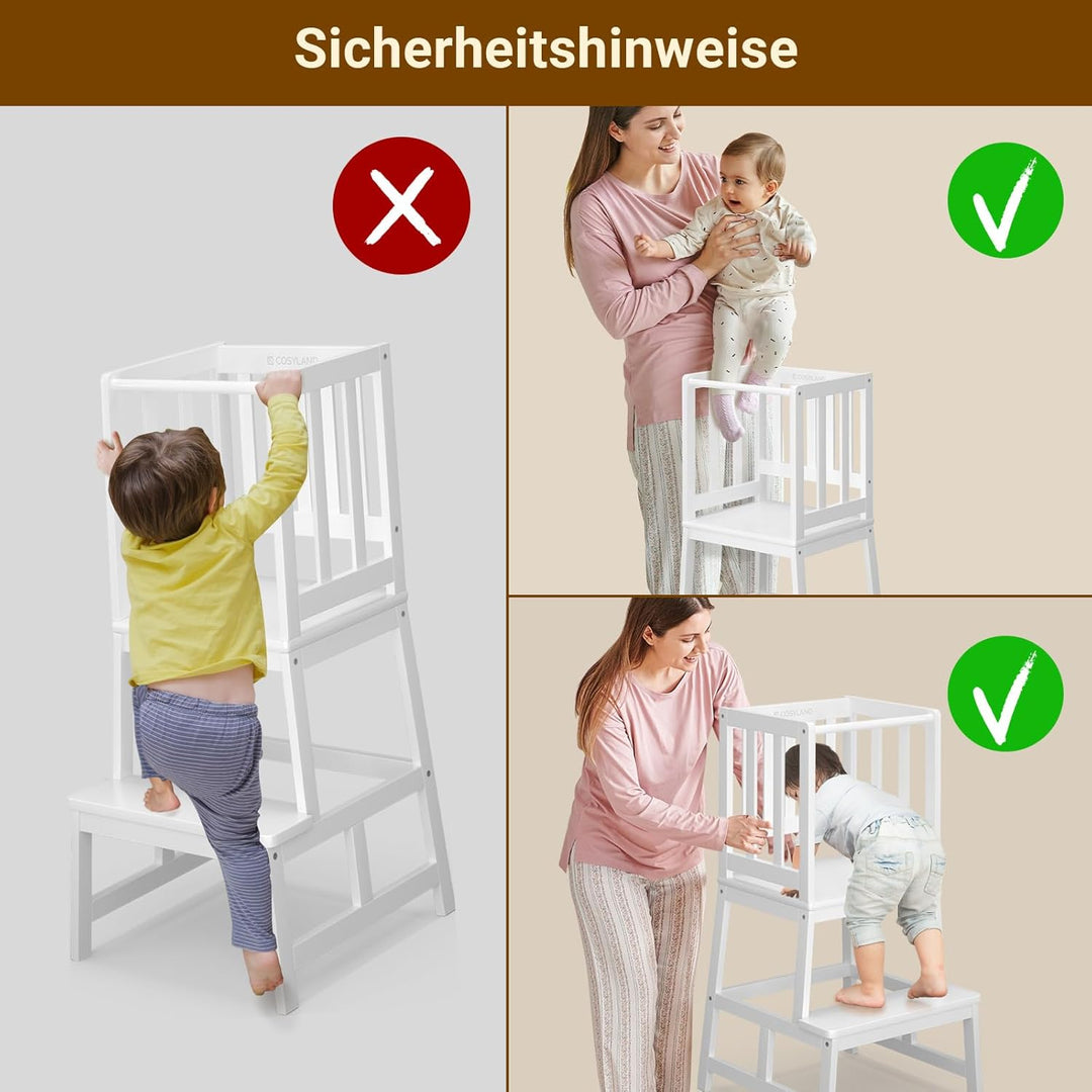 COSYLAND Lernturm ab 1 Jahr – Montessori Learning Tower für Kinder – Sicherer Kinder Lernturm ab 2 J