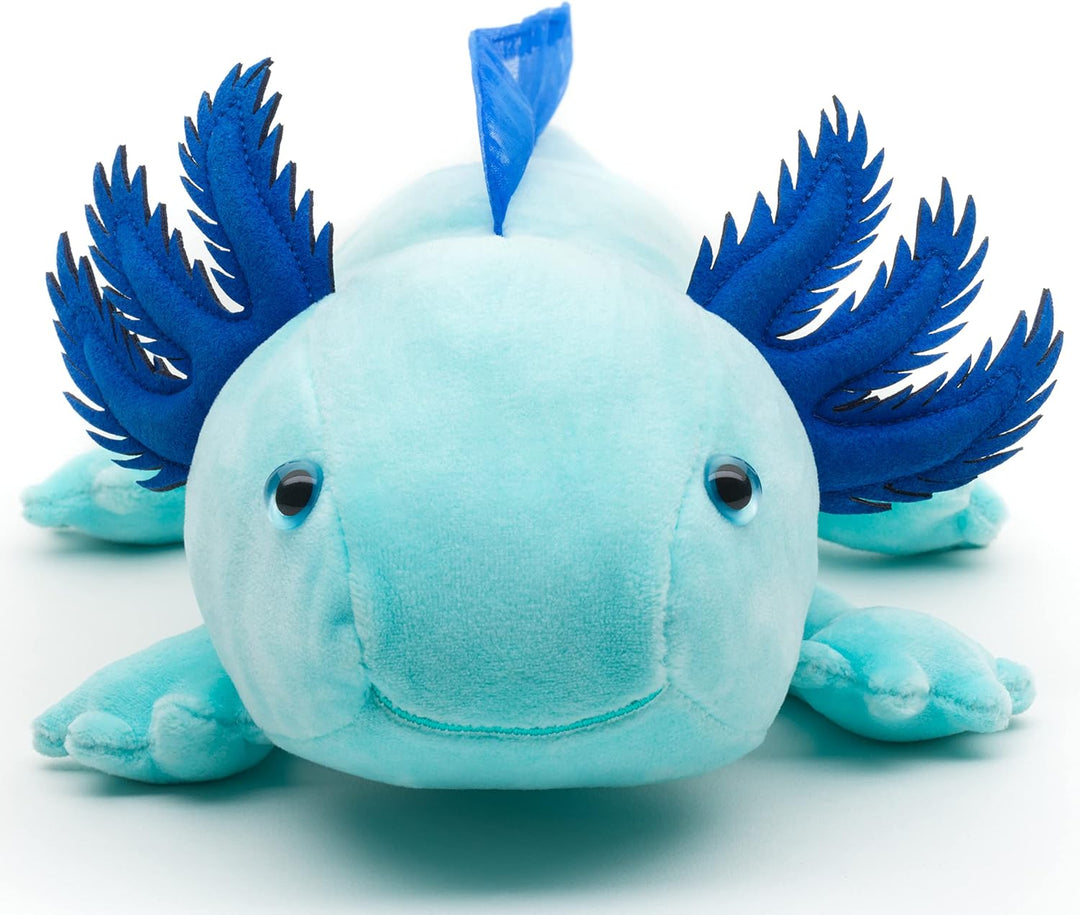 Original Uni-Toys - Axolotl (hellblau) - Leuchtet im Dunkeln (fluoreszierender Plüsch) - 32 cm (Läng