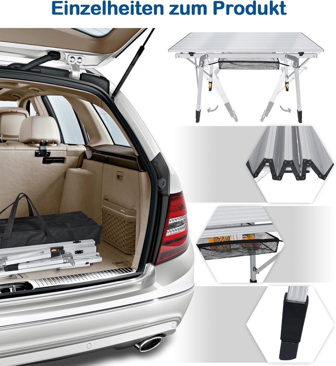 ACXIN Campingtisch Faltbar - Klapptisch Camping Tisch mit Aluminiumrahmen Aufrollbare - Tischplatte