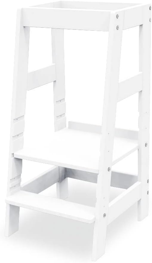 PINOLINO Fino Lernturm - Höhenverstellbarer Kinderhocker ab 1 Jahr – Kinder Tritthocker aus massiver