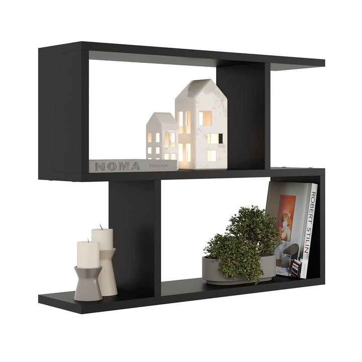 KUBUTKU Dekorativ Wandregal mit 2 Böden 70x55x18 Design Skandinavischer Modern für Wohnzimmer Küche