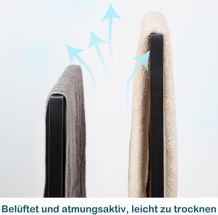 smusei Handtuchhalter stehend mit 2 Handtuchstangen 2-stöckiger Badetuchhalter ohne Bohren für Badez