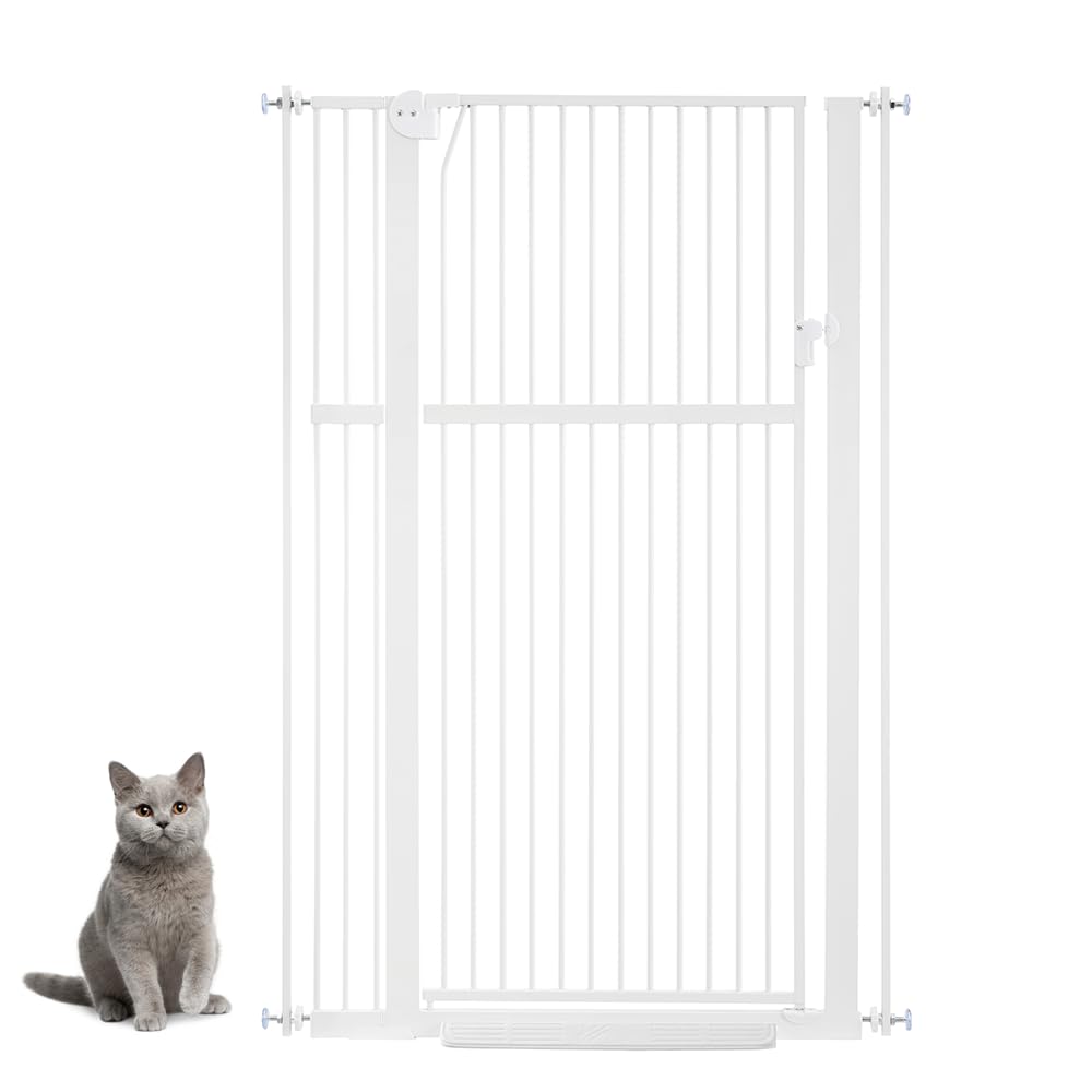 unipaws Hundegitter, 142 cm hoch, 75-95 cm breit, druckmontiertes Katzengitter für Tür, Innentreppe,