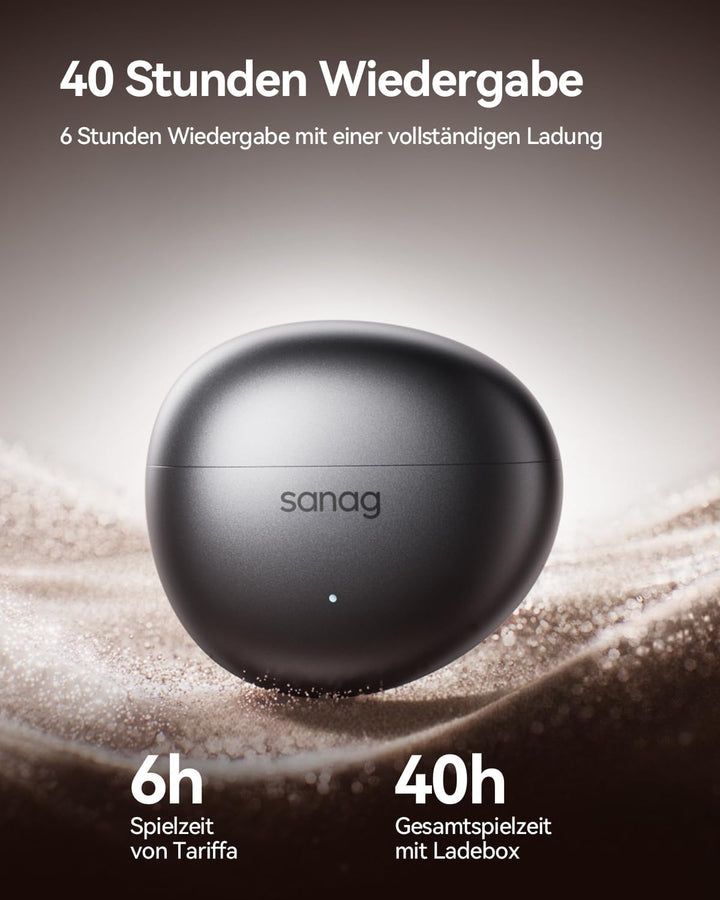 SANAG S7SUltra Open Ear Kopfhörer, Clip On Earbuds Kabellos Dyna HiFi, Bluetooth 6.0, 40H Spielzeit,