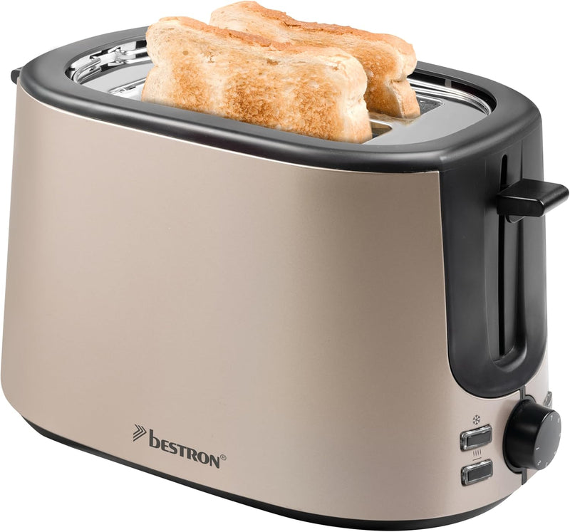 Bestron Toaster mit 2 Röstkammern, Toaster für 2 Scheiben, mit 7 Bräunungsstufen, Krümelschublade &