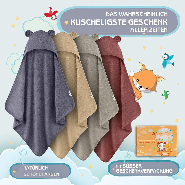 Kapuzenhandtuch Baby EXTRA dick, warm &amp; weich | 75x75cm Babyhandtuch mit Kapuze (100% Bambus) | Baby
