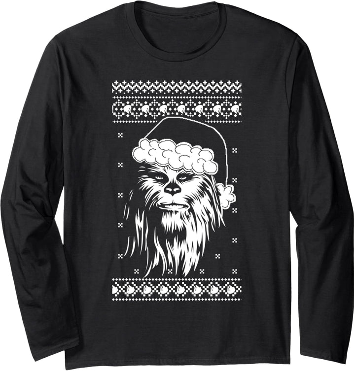 Star Wars Chewbacca Santa Hat Holiday Pattern Langarmshirt