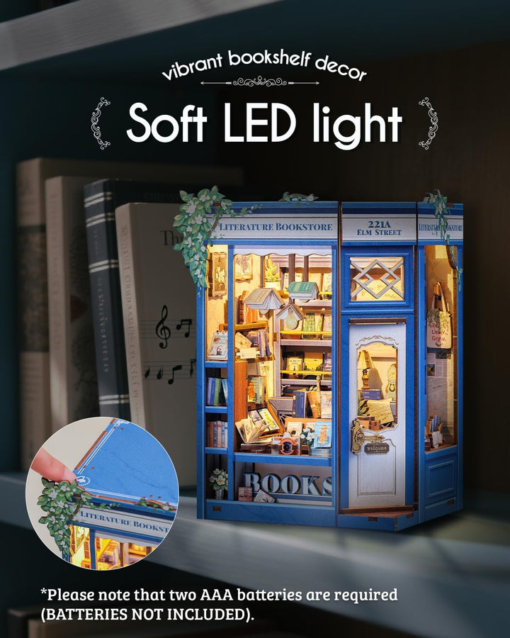 Cutefun Book Nook, DIY Miniatur Haus Kit für Erwachsene 3D Holzpuzzle Mini Booknook Bücherregal Mode