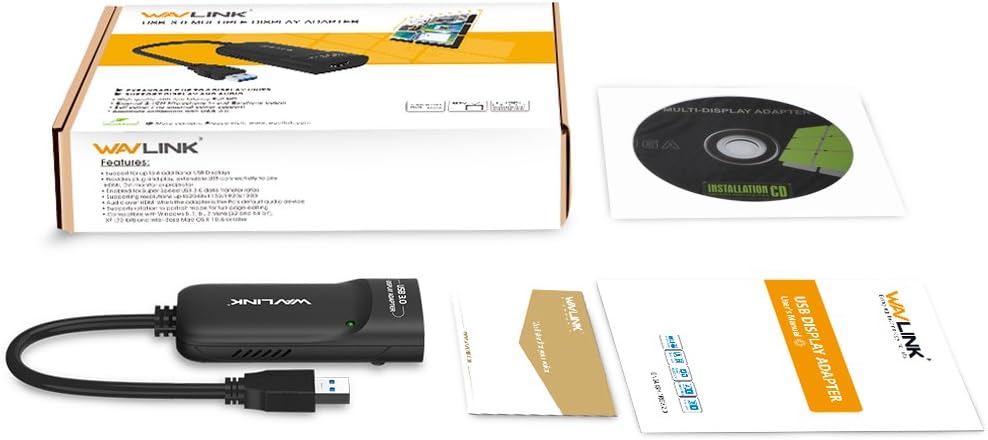 WAVLINK USB 3.0 zu HDMI Adapter Slim Externe Video Karte Display Monitor unterstützt 2048 × 1152 Auf