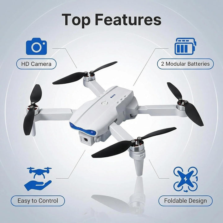 Drohne mit Kamera 1080P HD für Kinder, WiFi FPV Drone für Anfänger, RC Quadcopter mit 2 Akku, Schwer