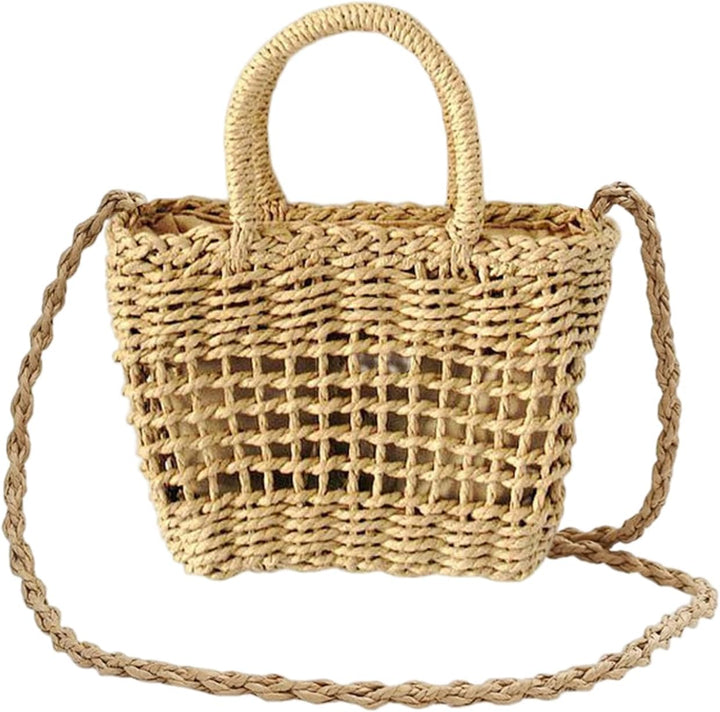 NICOLE & DORIS Stroh Umhängetasche Damen Strohtaschen Sommer Strandtasche Schultertasche Klein Handy