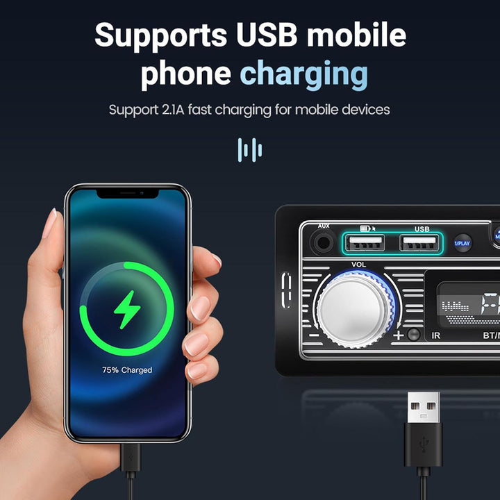 Auto-Audio-Receiver, Single-Din-Multimedia-Autoradio, Bluetooth FM, MP3 USB, SD-Digital-FM-Radio-Aud