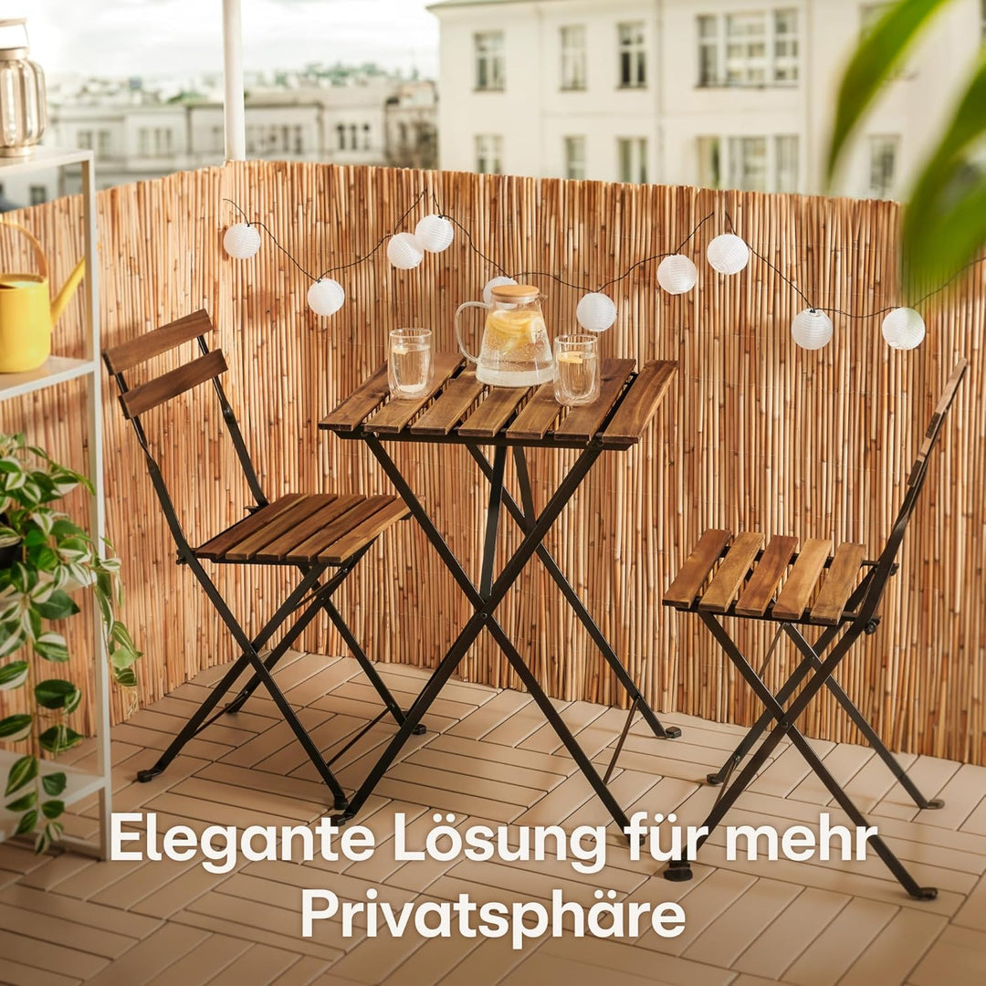 Praknu Schilf Balkon Sichtschutz Holz 100 x 300cm - FSC® Zertifiziertes Natürliches Schilf - Einsetz