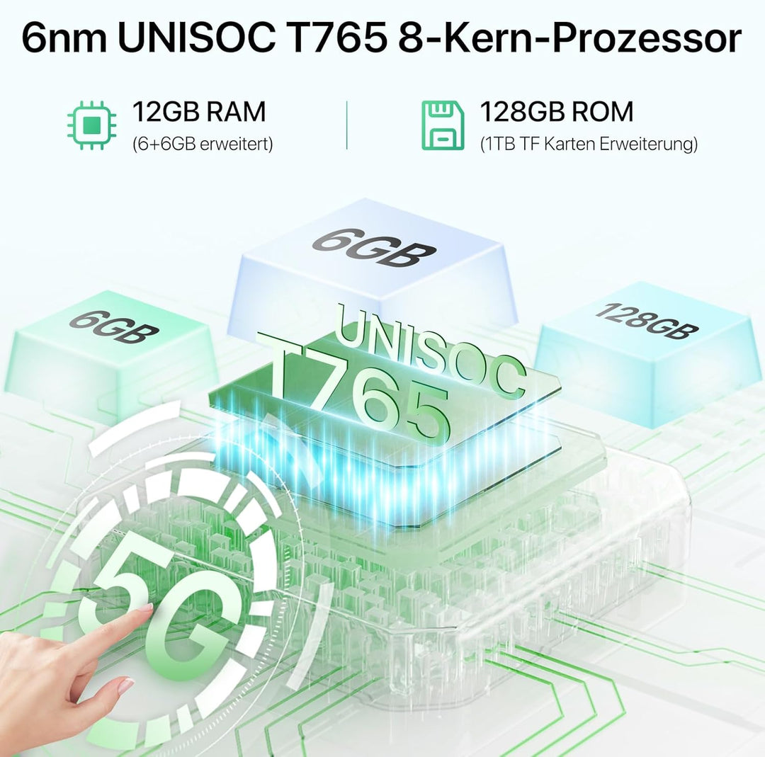 UMIDIGI G9 5G Handy, Android 14 Smartphone ohne Vertrag, 90HZ Octa-Core,12GB+128GB Smartphone,6.75"