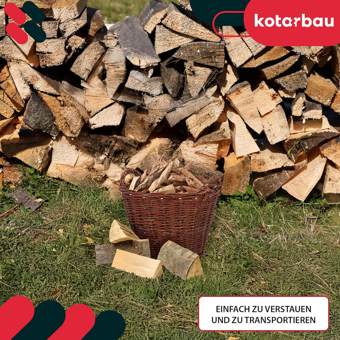KOTARBAU® Weidenkorb mit Griffen - ø 35 cm - Blumen Korb - Aufbewahrung von Spielzeug - Holzkorb für