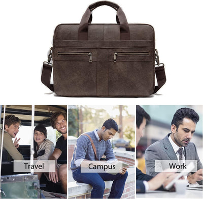 FANDARE Herren Laptop-Aktentaschen Leder Handtasche Business Umhängetasche Wasserdicht Crossbody Mes