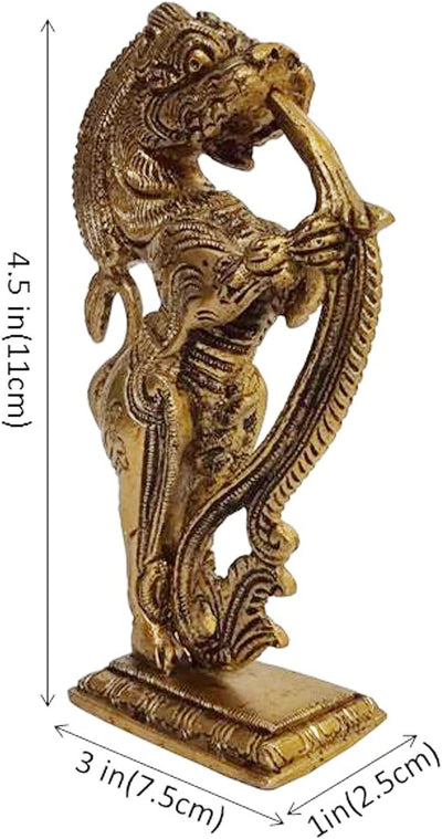 Purpledip Messing Idol Yali (Yarli): Tempel-Türsäule Mytholgisches Leogryph-Tier (12414)