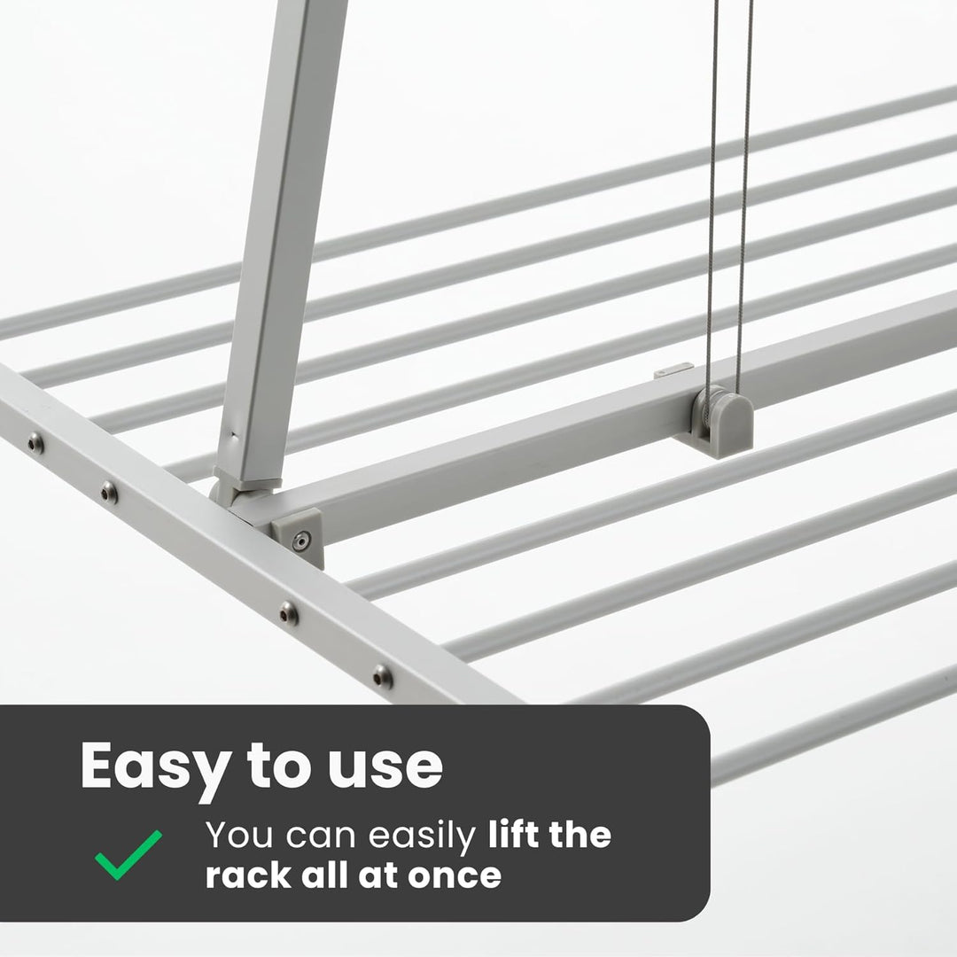 Foxydry Mini Deckenständer, vertikaler Wäscheständer, zusammenklappbar in Aluminium und Stahl 128x54