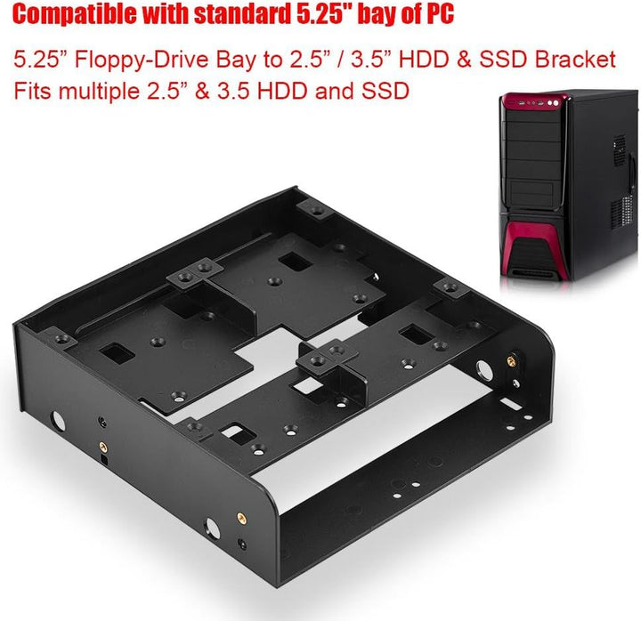 Festplatten-Einbaurahmen Set,Richer-R 5.25 Zoll auf 2.5/3.5 Zoll HDD / SSD Halterung Rahmen,Floppy-D