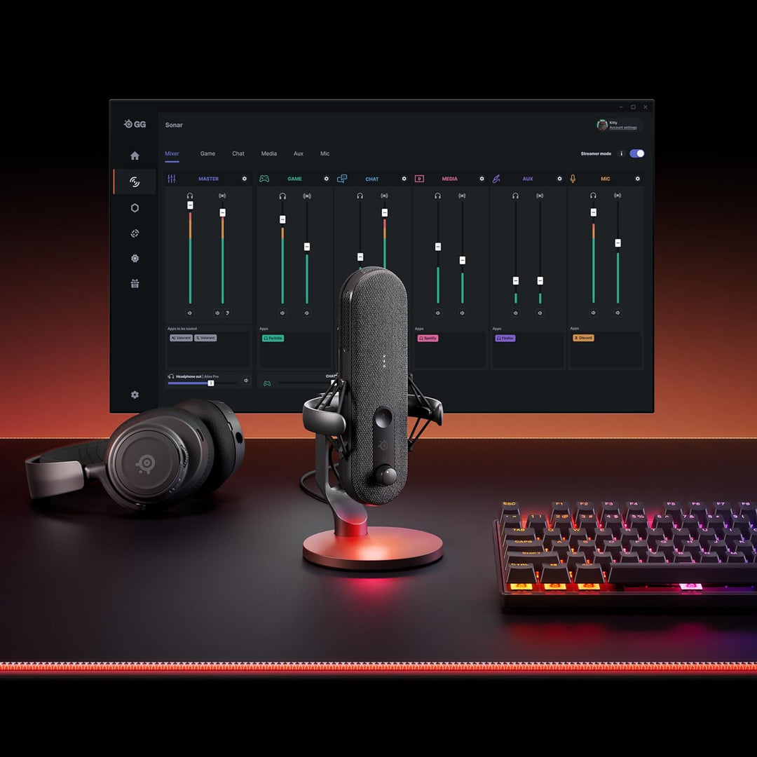 SteelSeries Alias USB-Mikrofon für PC – 3 Mal grössere Kapsel fürs Gaming, Streaming und Podcasting