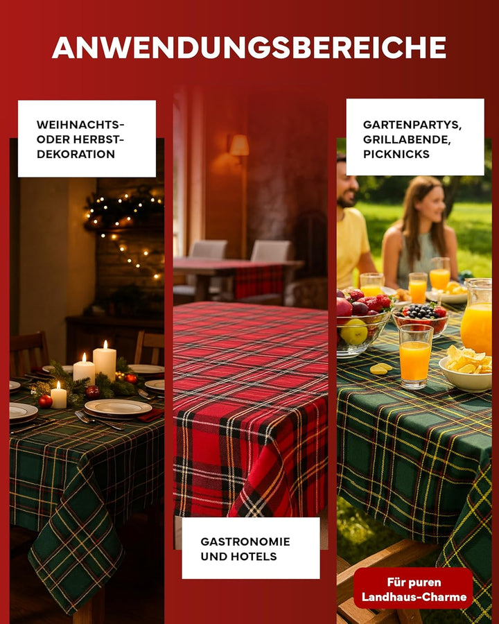 texpot 12 Stück Servietten 50 x 50 cm im Schottenkaro rot Tartan kariert 100% Polyester
