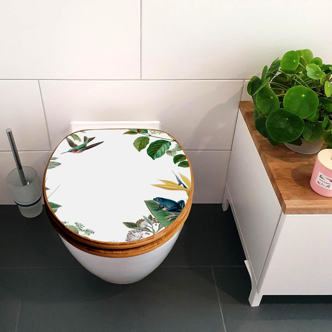 banjado Design WC Sitz Bambus Absenkautomatik 45,8x37,5cm - Toilettendeckel mit Absenkautomatik Holz
