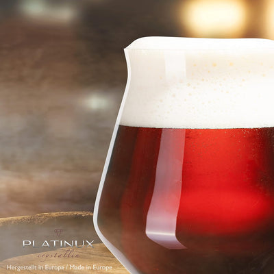 PLATINUX Biergläser Edel 400ml (max. 460ml) Biertulpen Set 6-Teilig aus Crystalline Glas Spülmaschin