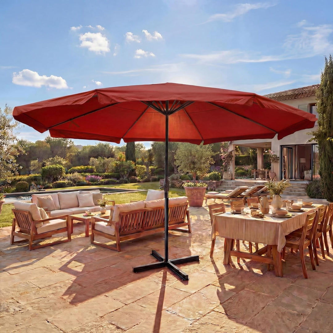 Sonnenschirm Meran Pro, Gastronomie Marktschirm mit Volant Ø 5m Polyester/Alu 28kg ohne Ständer Bord