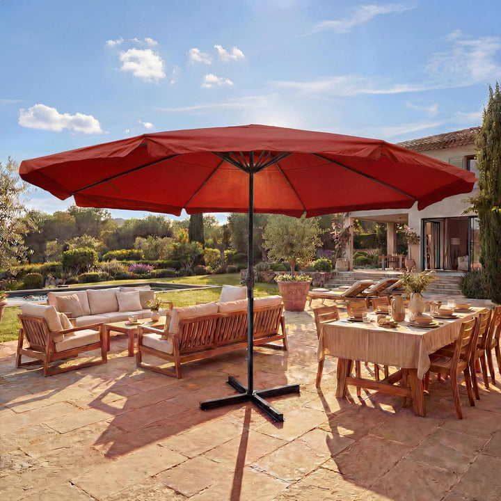 Sonnenschirm Meran Pro, Gastronomie Marktschirm mit Volant Ø 5m Polyester/Alu 28kg ohne Ständer Bord
