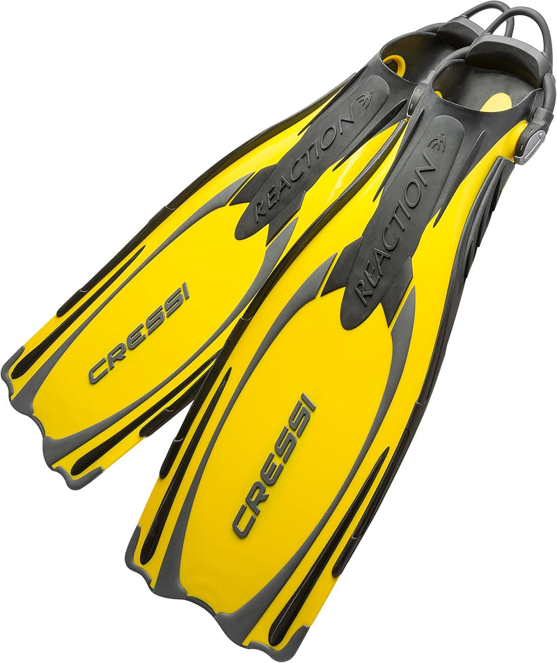 Cressi Reaction EBS Fins - Hochleistungstauchflossen mit EBS Strap M/L (42/45) Gelb/Silber, M/L (42/