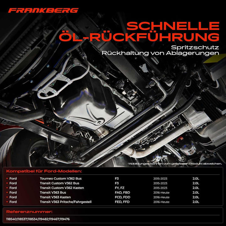 Frankberg Ölwanne Kompatibel mit Tourneo Custom V362 F3 Transit Custom V362 F3 FY FZ Transit V363 F_