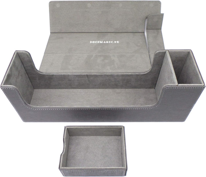 docsmagic.de Premium Magnetic Tray Long Box Silver Medium - Card Deck Storage - Kartenbox Aufbewahru