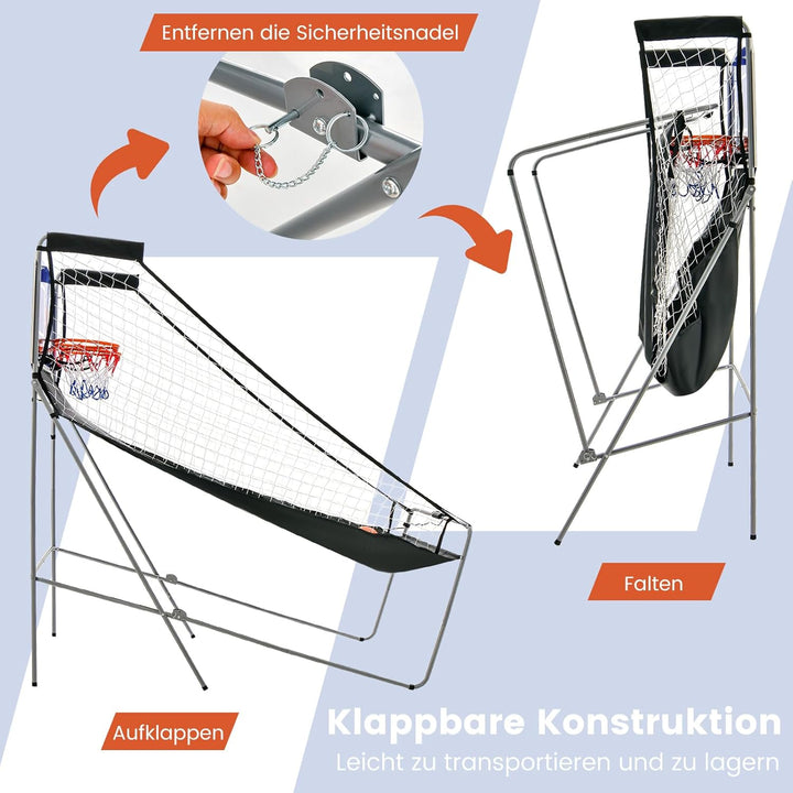 GOPLUS Basketball-Schiessmaschine, Basketballständer inkl. 4 Basketbälle und Pumpe, Basketballkorb k