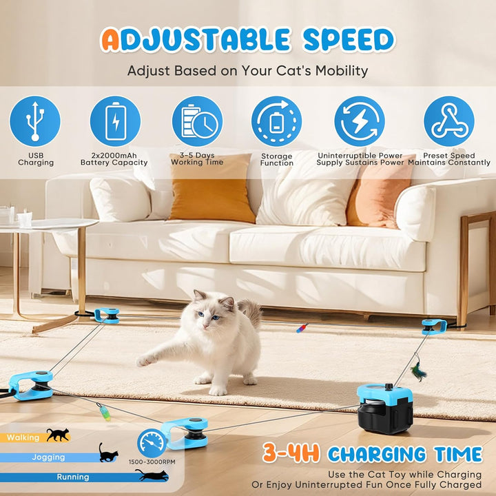 Katzenspielzeug für Indoor-Katzen, automatisch/ferngesteuertes Katzenspielzeug, Laufband, einstellba