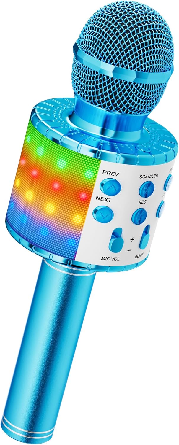 Bluetooth Karaoke Mikrofon Mikrofon Kinder Kabellos Spielzeug Kinder ab 3-12 Jahre Geschenk Mädchen