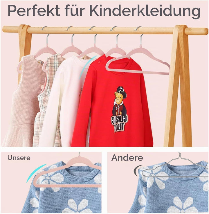 ManGotree 35 cm Kinder-Samtbügel für den Kleiderschrank, Ultradünne und Platzsparende Kleiderbügel f