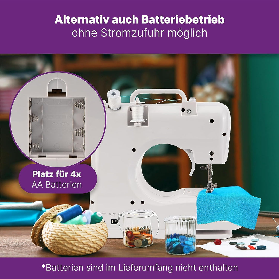 Bomann® Nähmaschine für Anfänger mit 12 Stichmustern | Sewing Machine mit Vor- u. Rückwärtsnähfunkti