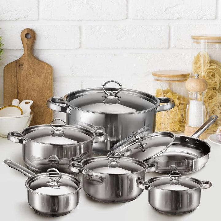 Hunnycook Topfset Induktion - 15-teilig, Starkbodig Edelstahl Töpfe Set, Inklusive Kochtöpfe, Bratpf