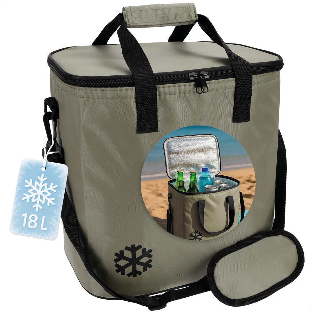 com-four® Kühltasche - Klassische Faltbare Thermo-Kühlbox - Isoliertasche für Picknick, Camping, Out