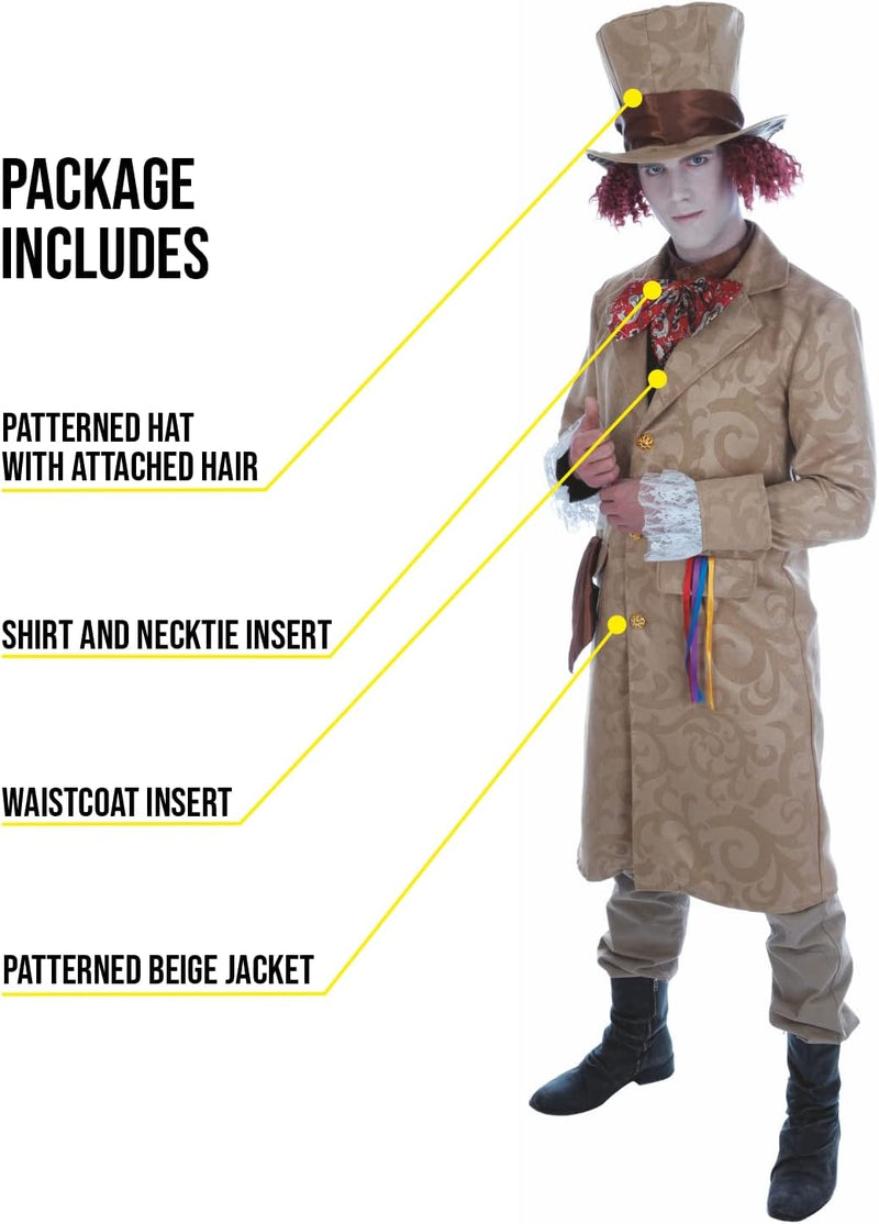 Fun Shack Mad Hatter Kostüm Herren, Verrückter Hutmacher Kostüm Herren, Der Hutmacher Kostüm Herren,